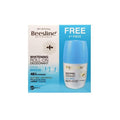 Beesline whitening roll-on deodorant packaging with a free 2nd piece offer on a white background.
