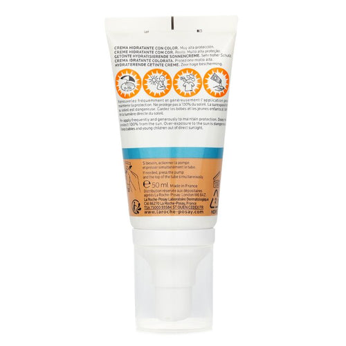 Back view of a cosmetic cream tube with text and icons on a white background