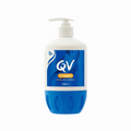 A 250g pump bottle of QV Cream for dry skin conditions, featuring a white upper body with a blue and white label, and a textured blue base, shown on a plain white background.